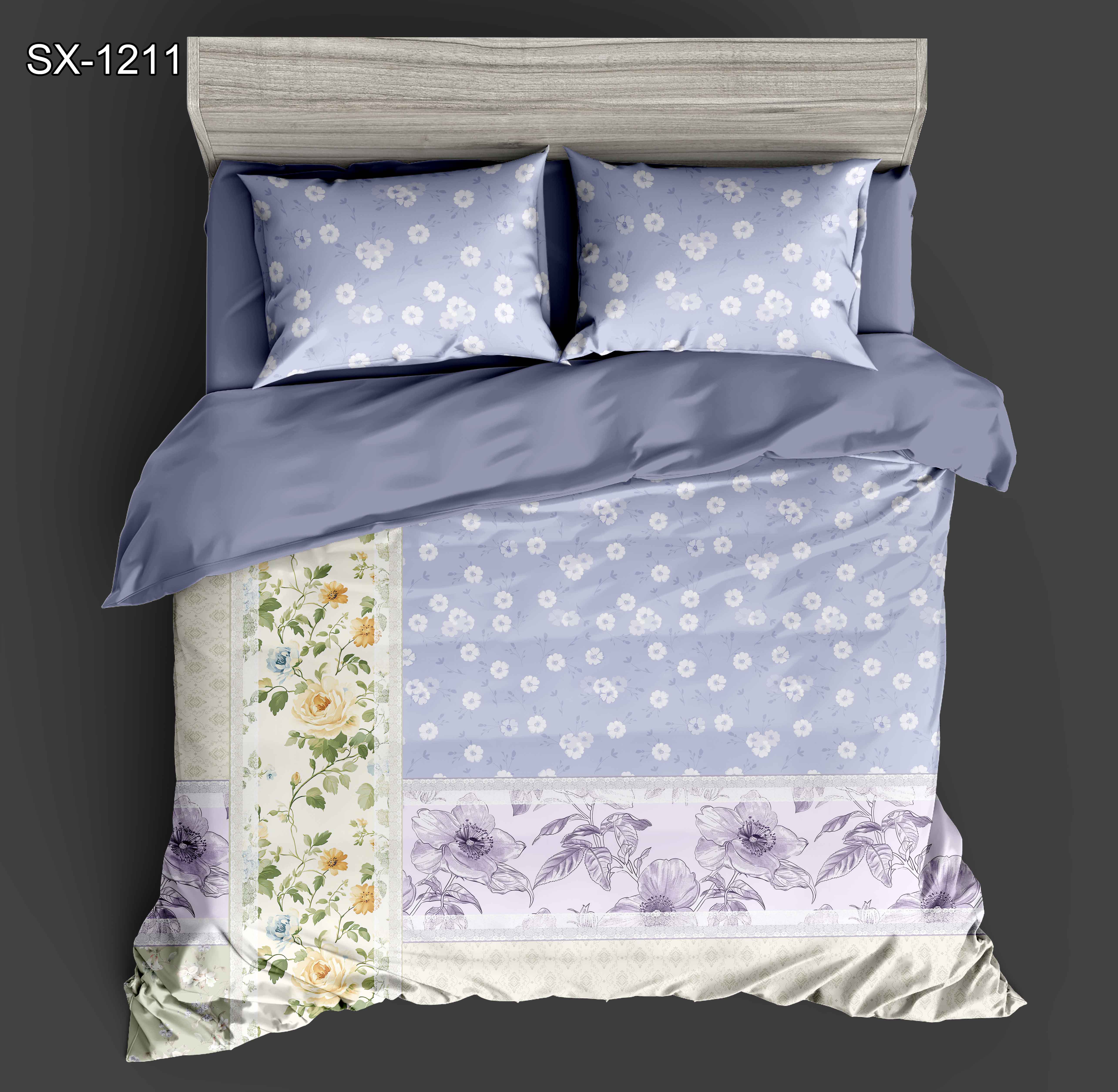 Bileog Leaba Clóbhuailte Digiteach 5D Socraigh le Dearadh Patrún Floral agus Vintage Pattering Patchwork