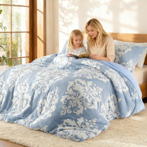 Comfortóir Geimhridh Flannel Clóbhuailte Burnout, Cuilt Bohemian Plush le Tacaíocht Microfiber Ultra-Bhog, Leapa Te Uile-Séasúr